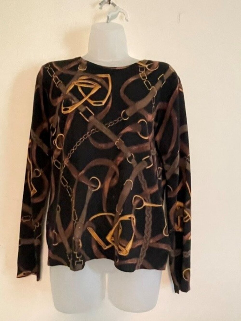 Ralph Lauren Equestrian Printed Top, Long Sleeves